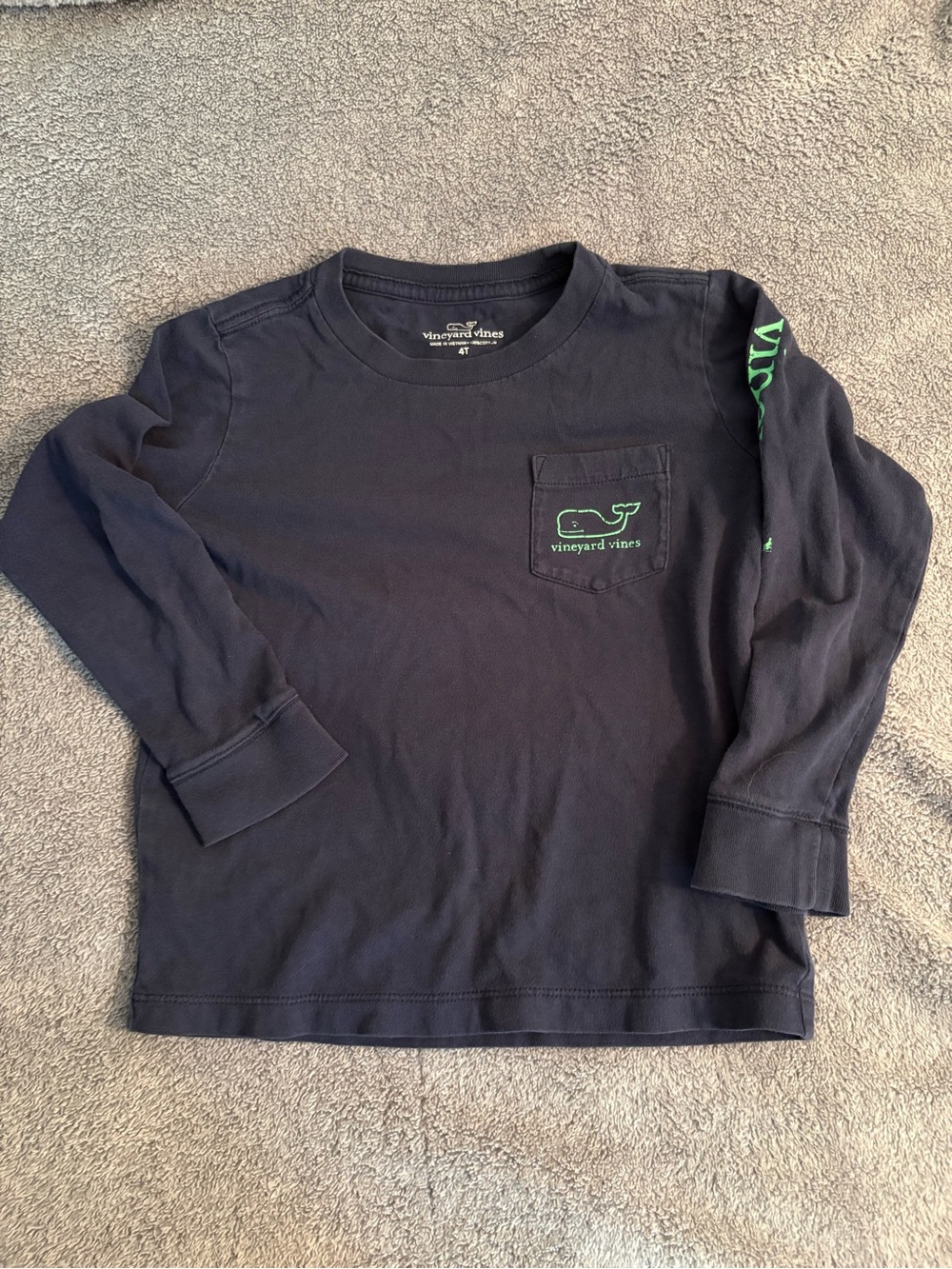 Vineyard Vines Kids Glow In The Dark Frankenwhale Long Sleeve Pocket Tee 4T Blue